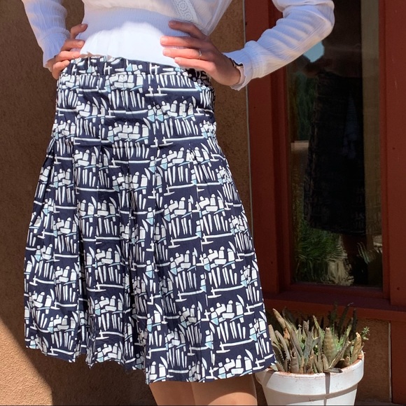 Tory Burch Dresses & Skirts - Tory Burch Navy and White Printed A-Line Skirt